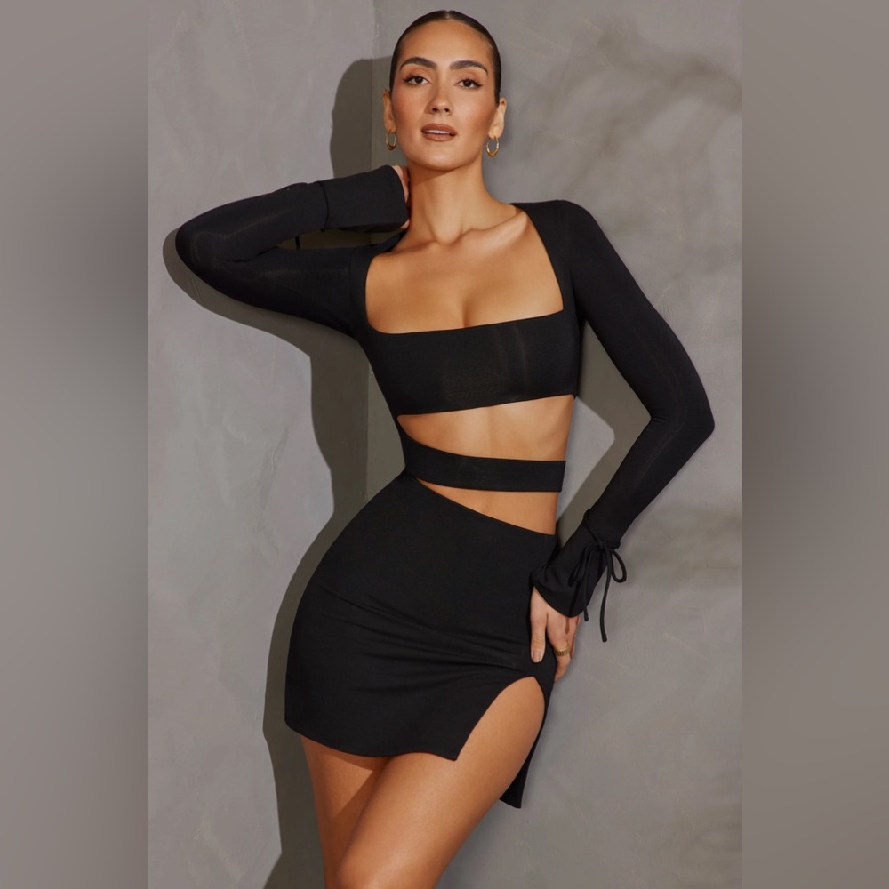 Oh Polly Long Sleeve Mini Cut Out Dress Size US 2